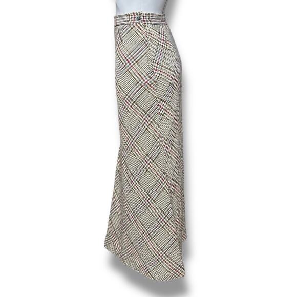 Koret Vintage Maxi Skirt Flare Plaid Wool Blend Academia Old Money Regency 26" - Picture 2 of 16